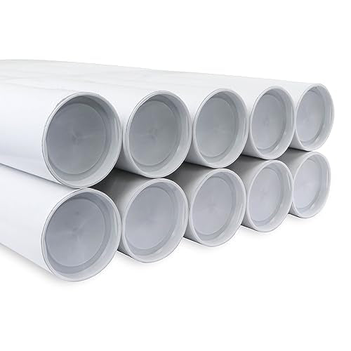 MagicWater Supply Mailing Tube - 1.5 in x 24 in - White - 10 Pack - for Shipping and Storage of Posters, Arts, Crafts, and Documents