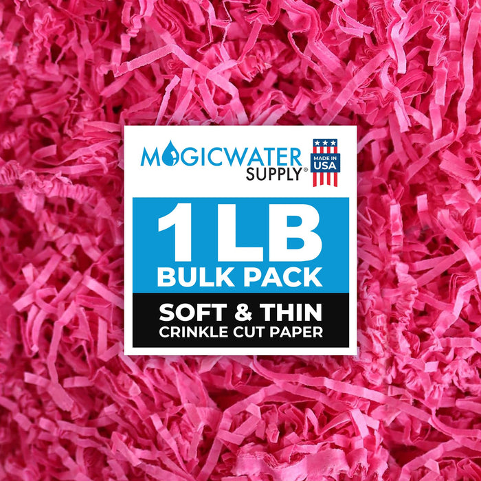 MagicWater Supply - 1 LB - Raspberry - Soft & Thin Crinkle Cut Paper Shred Filler great for Gift Wrapping, Basket Filling, Birthdays, Weddings, Anniversaries, Valentines Day, and other occasions