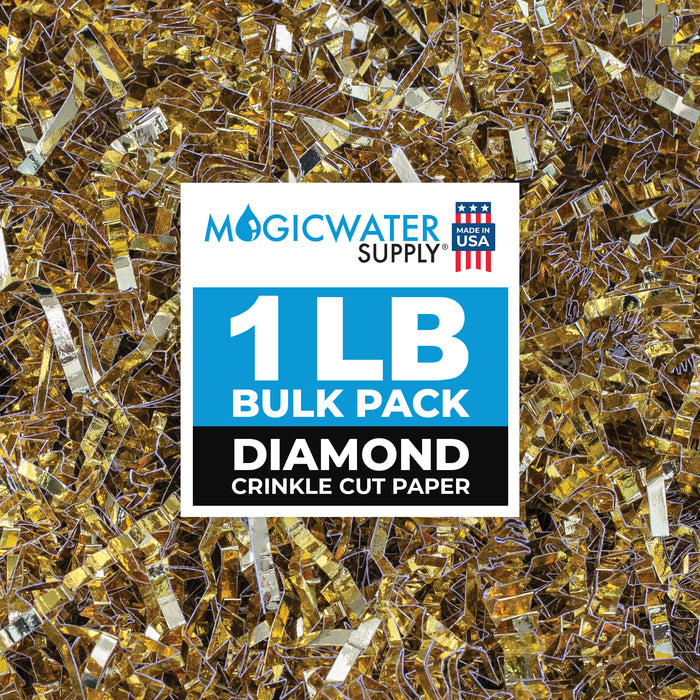 MagicWater Supply - 1 LB - Gold Metallic - Crinkle Cut Paper Shred Filler great for Gift Wrapping, Basket Filling, Birthdays, Weddings, Anniversaries