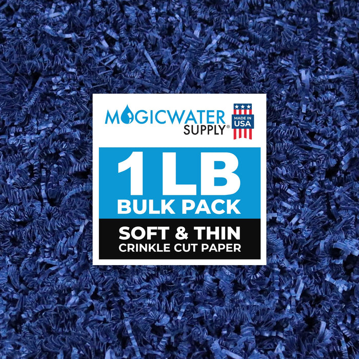 MagicWater Supply - 1 LB - Blue - Soft & Thin Crinkle Cut Paper Shred Filler great for Gift Wrapping, Basket Filling, Birthdays, Weddings, Anniversaries, Valentines Day, and other occasions
