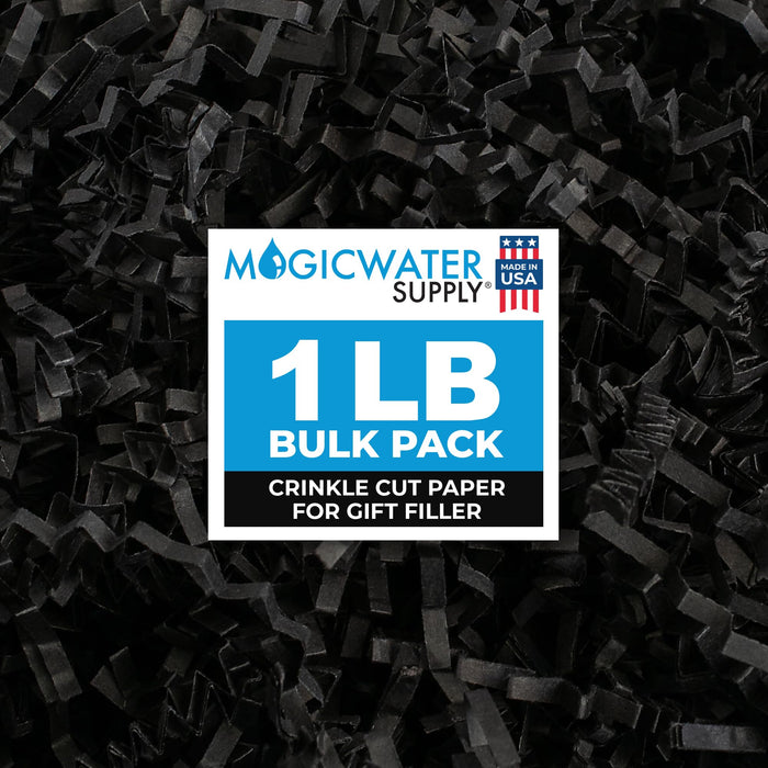 MagicWater Supply - 1 LB - Black - Soft & Thin Crinkle Cut Paper Shred Filler great for Gift Wrapping, Basket Filling, Birthdays, Weddings, Anniversaries, Valentines Day, and other occasions
