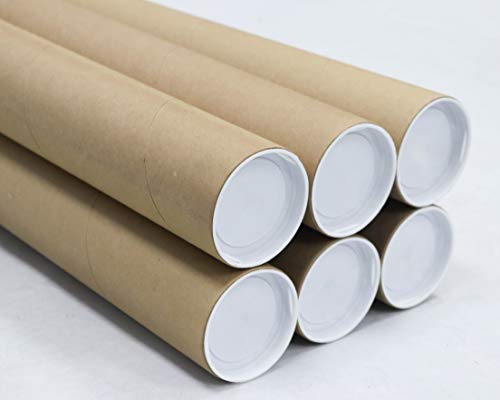 MagicWater Supply Mailing Tube - 3 in x 18 in - Kraft - 6 Pack - for Shipping and Storage of Posters, Arts, Crafts, and Documents