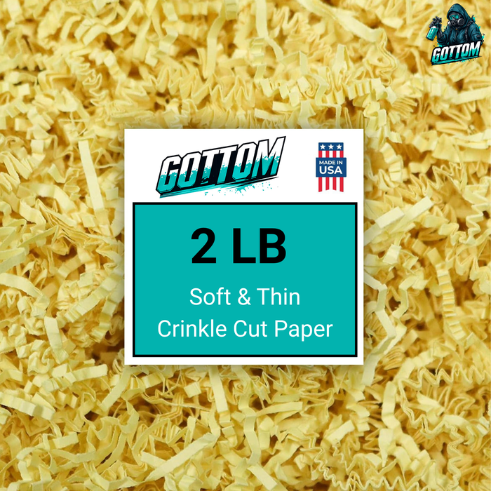 GottoM Soft & Thin Crinkle Cut Paper - 2 LB - Canary - Paper Shred Filler for Gift Wrapping, Basket Filling, Birthdays, Weddings, Anniversaries, Valentines Day, and other occasions