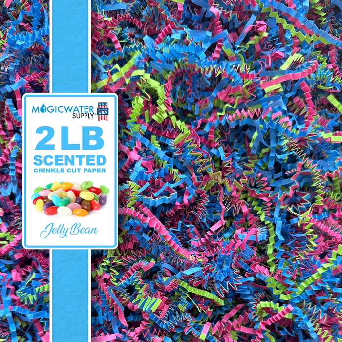 MagicWater Scented Crinkle Cut Paper - 2 LB - Jelly Bean - Perfect for Shredded Paper Filler, Basket Filler, Gift Boxes, Bridesmaid Gifts, Christmas Stuffers & More - For All Occasions