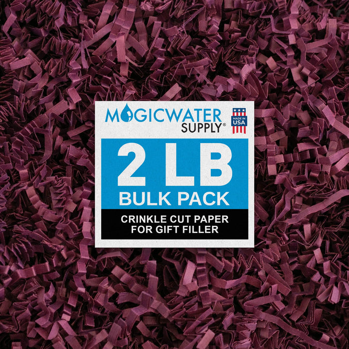 MagicWater Supply Soft & Thin Crinkle Cut Paper - 2 LB - Burgundy - Paper Shred Filler for Gift Wrapping, Basket Filling, Birthdays, Weddings, Anniversaries, Valentines Day, and other occasions