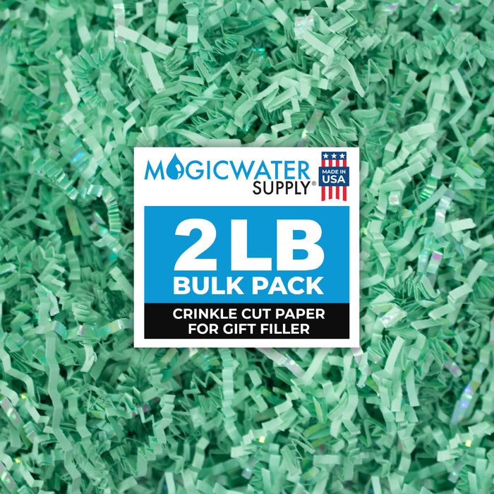 MagicWater Crinkle Cut Paper for Gift Baskets - 2LB - Diamond Mint - Perfect for Shredded Paper Filler, Basket Filler, Gift Boxes, Bridesmaid Gifts, Christmas Stuffers & More - Ideal for All Occasions