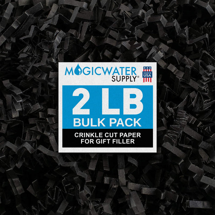 MagicWater Supply Soft & Thin Crinkle Cut Paper - 2 LB - Black - Paper Shred Filler for Gift Wrapping, Basket Filling, Birthdays, Weddings, Anniversaries, Valentines Day, and other occasions
