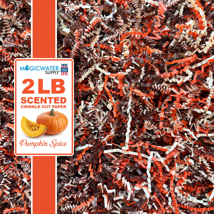 MagicWater Scented Crinkle Cut Paper - 2 LB - Pumpkin Spice - Perfect for Shredded Paper Filler, Basket Filler, Gift Boxes, Bridesmaid Gifts, Christmas Stuffers & More - For All Occasions