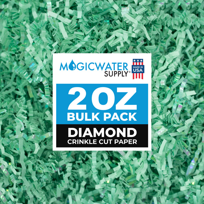 MagicWater Supply - 2 oz - Diamond Mint Green - Crinkle Cut Paper Shred Filler great for Gift Wrapping, Basket Filling, Birthdays, Weddings, Anniversaries