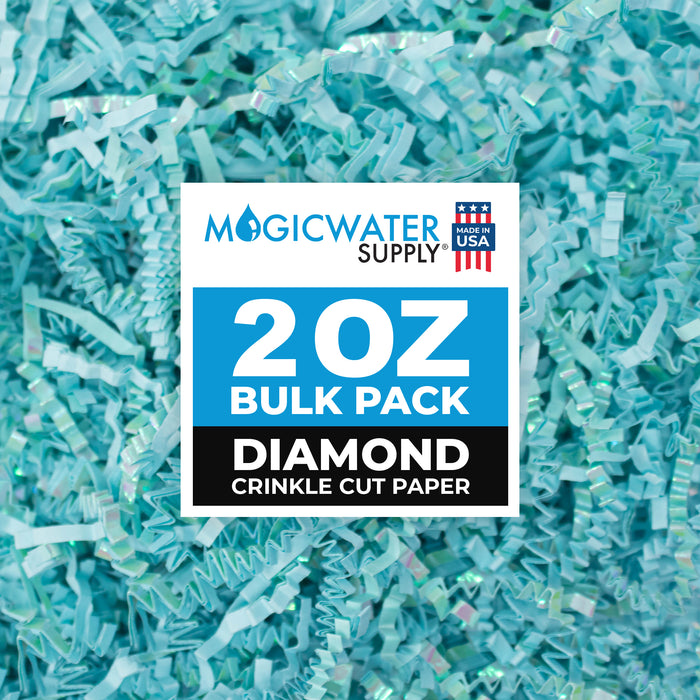 MagicWater Supply - 2 oz - Diamond Pastel Blue - Crinkle Cut Paper Shred Filler great for Gift Wrapping, Basket Filling, Birthdays, Weddings, Anniversaries