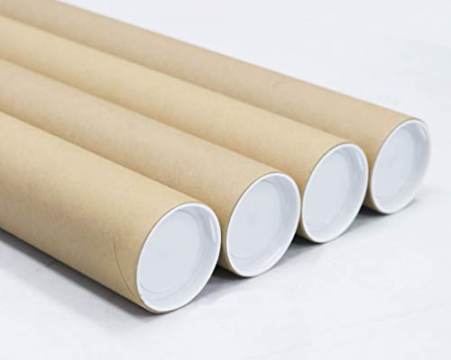 MagicWater Supply Mailing Tube - 3 in x 18 in - Kraft - 4 Pack - for Shipping and Storage of Posters, Arts, Crafts, and Documents