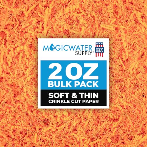 MagicWater Supply - 2 oz - Orange - Soft & Thin Crinkle Cut Paper Shred Filler great for Gift Wrapping, Basket Filling, Birthdays, Weddings, Anniversaries, Valentines Day, and other occasions