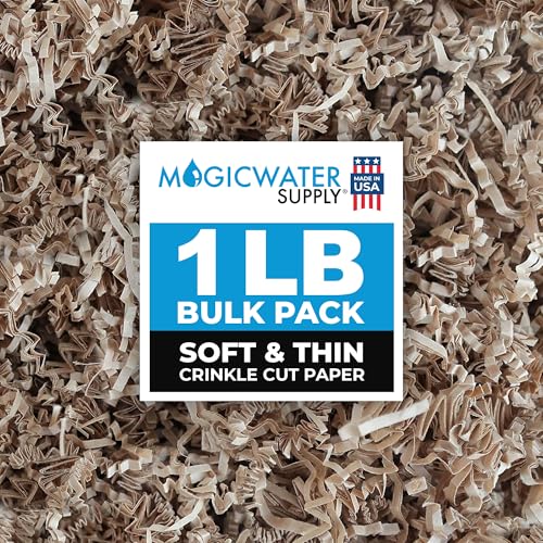 MagicWater Supply - 1 LB - Kraft - Soft & Thin Crinkle Cut Paper Shred Filler great for Gift Wrapping, Basket Filling, Birthdays, Weddings, Anniversaries, Valentines Day, and other occasions