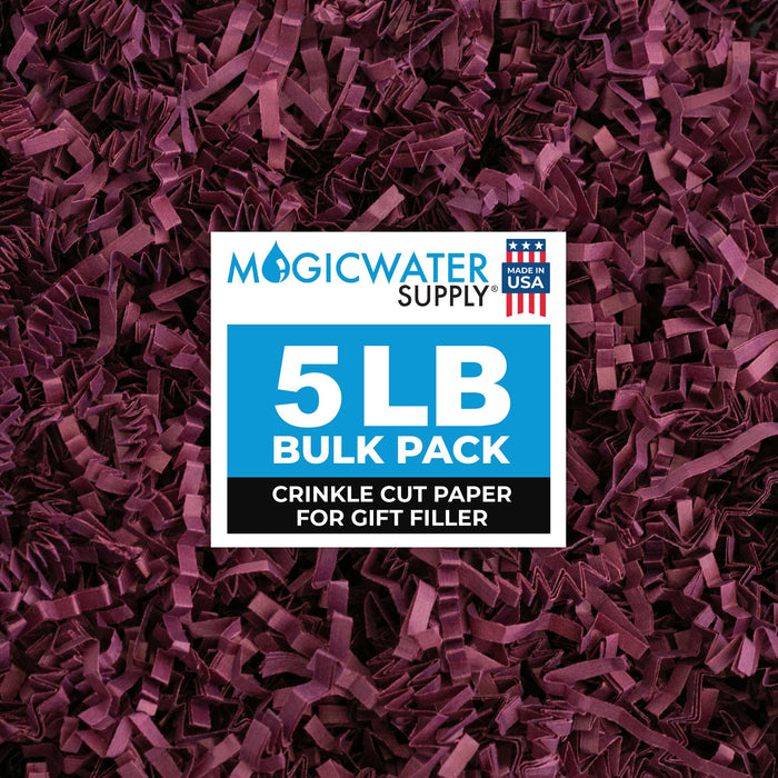 MagicWater Crinkle Cut Paper for Gift Baskets - 5LB - Burgundy - Perfect for Shredded Paper Filler, Basket Filler, Gift Boxes, Bridesmaid Gifts, Christmas Stuffers & More - Ideal for All Occasions