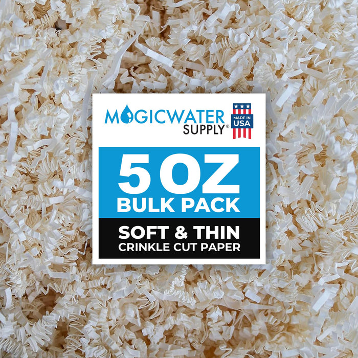 MagicWater Supply - 5 oz - Cream - Soft & Thin Crinkle Cut Paper Shred Filler great for Gift Wrapping, Basket Filling, Birthdays, Weddings, Anniversaries, Valentines Day, and other occasions