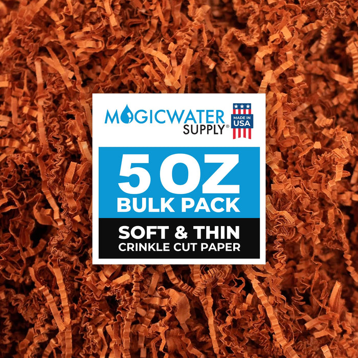 MagicWater Supply - 5 oz - Rust - Soft & Thin Crinkle Cut Paper Shred Filler great for Gift Wrapping, Basket Filling, Birthdays, Weddings, Anniversaries, Valentines Day, and other occasions