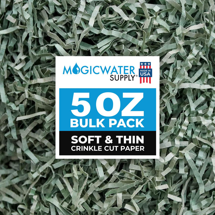 MagicWater Supply - 5 Oz - Sage - Soft & Thin Staight Cut Crinkle Paper Shred Filler great for Gift Wrapping, Basket Filling, Birthdays, Weddings, Anniversaries and Valentines Day