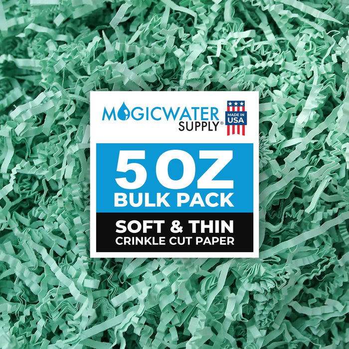 MagicWater Supply - 5 oz - Mint Green - Soft & Thin Crinkle Cut Paper Shred Filler great for Gift Wrapping, Basket Filling, Birthdays, Weddings, Anniversaries, Valentines Day, and other occasions