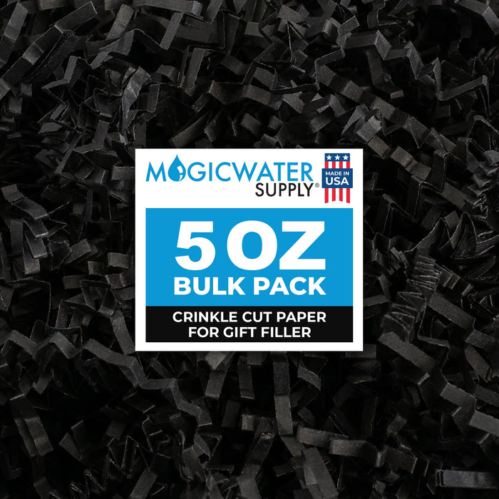 MagicWater Supply - 5 oz - Black - Soft & Thin Crinkle Cut Paper Shred Filler great for Gift Wrapping, Basket Filling, Birthdays, Weddings, Anniversaries, Valentines Day, and other occasions
