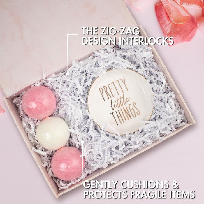 MagicWater Crinkle Cut Paper for Gift Baskets - 2LB White - Perfect for Shredded Paper Filler, Basket Filler, Gift Boxes, Bridesmaid Gifts, Christmas Stuffers & More - Ideal for All Occasions