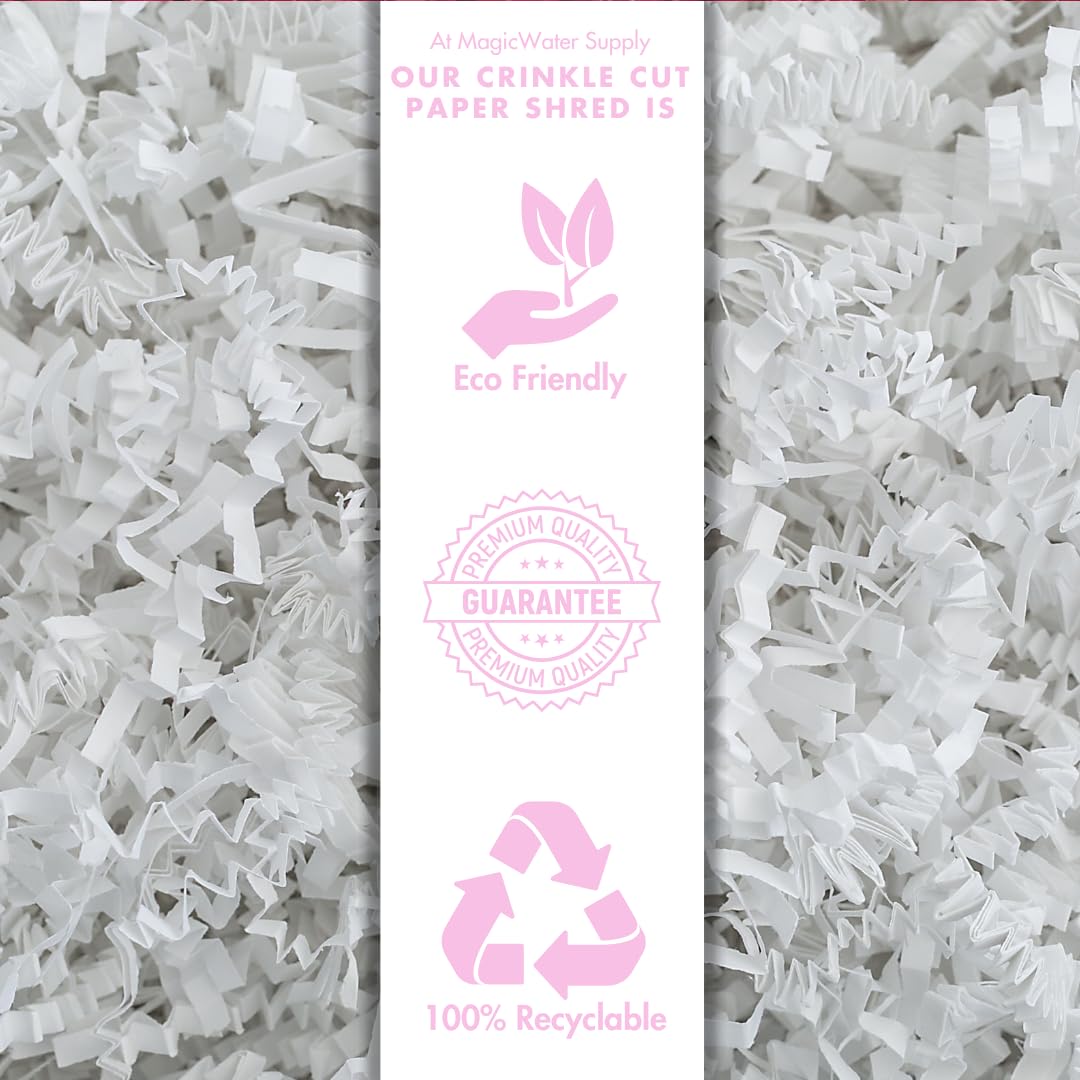 MagicWater Crinkle Cut Paper for Gift Baskets - 2LB White - Perfect for Shredded Paper Filler, Basket Filler, Gift Boxes, Bridesmaid Gifts, Christmas Stuffers & More - Ideal for All Occasions