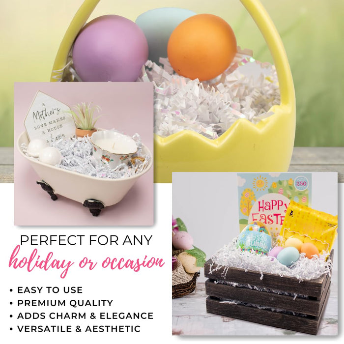 MagicWater Crinkle Cut Paper for Gift Baskets - 2LB - Diamond White - Perfect for Shredded Paper Filler, Basket Filler, Gift Boxes, Bridesmaid Gifts,Christmas Stuffers & More - Ideal for All Occasions