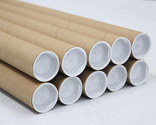 MagicWater Supply Mailing Tube - 1.5 in x 9 in - Kraft - 10 Pack - for Shipping and Storage of Posters, Arts, Crafts, and Documents