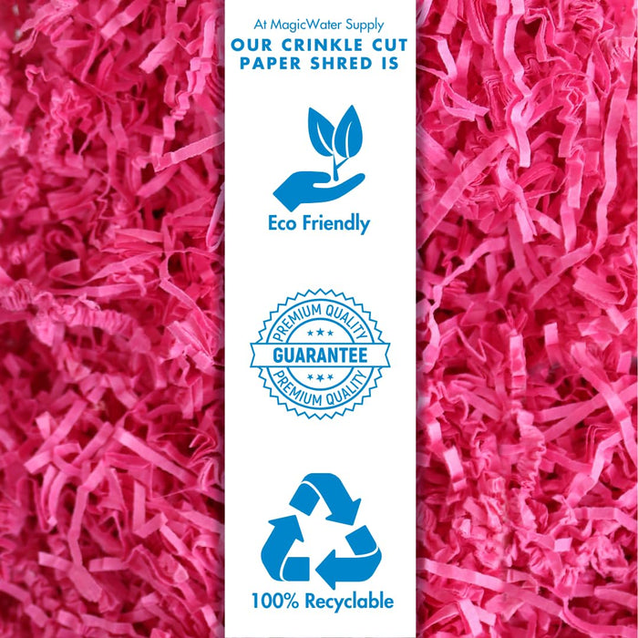 MagicWater Supply Soft & Thin Crinkle Cut Paper - 2 LB - Raspberry - Paper Shred Filler for Gift Wrapping, Basket Filling, Birthdays, Weddings, Anniversaries, Valentines Day, and other occasions