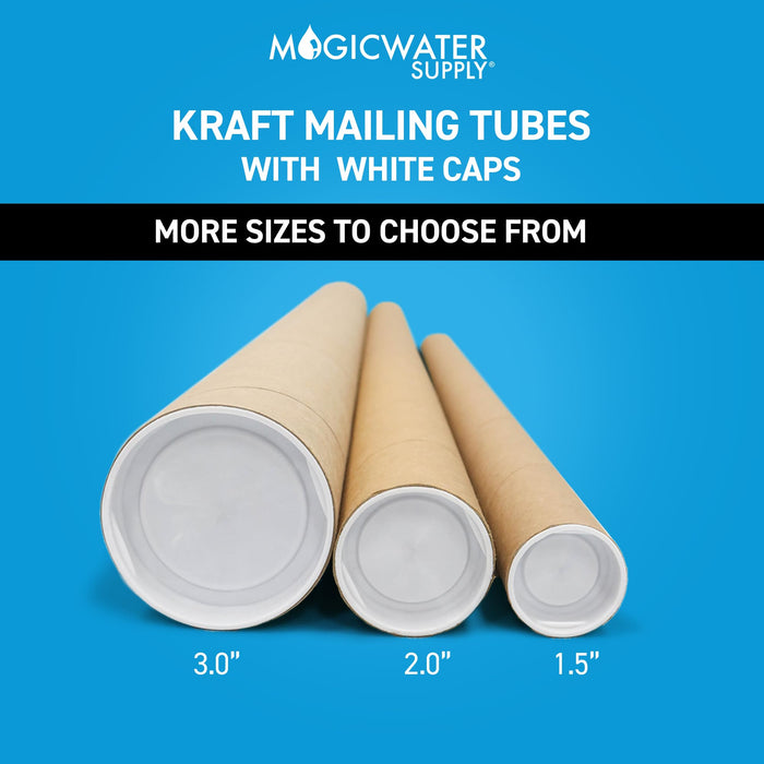 MagicWater Supply Mailing Tube - 1.5 in x 12 in - Kraft - 12 Pack - for Shipping and Storage of Posters, Arts, Crafts, and Documents