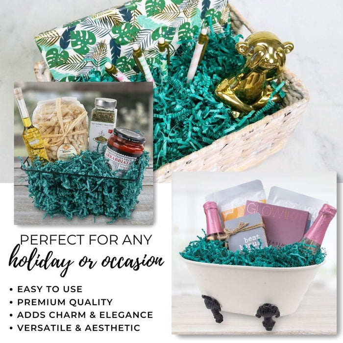 MagicWater Crinkle Cut Paper for Gift Baskets - 1/2 LB - Teal - Perfect for Shredded Paper Filler, Basket Filler, Gift Boxes, Bridesmaid Gifts, Christmas Stuffers & More - Ideal for All Occasions