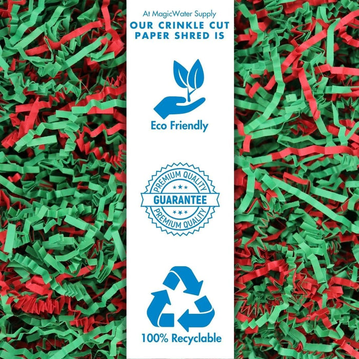 MagicWater Supply - 2 LB - Red & Green - Crinkle Cut Paper Shred Filler great for Gift Wrapping, Basket Filling, Birthdays, Weddings, Anniversaries
