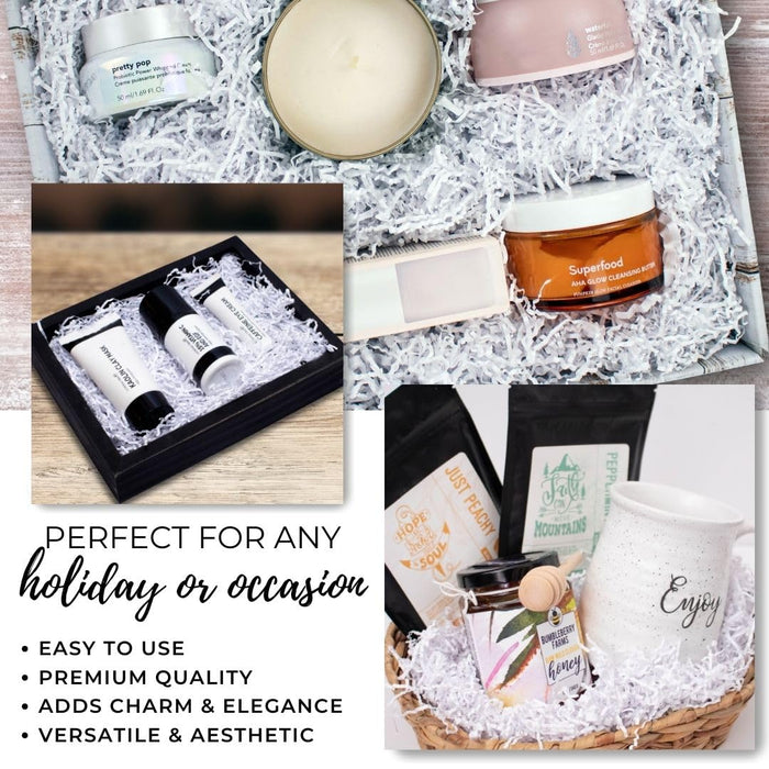 MagicWater Supply - 5 oz - White - Soft & Thin Crinkle Cut Paper Shred Filler great for Gift Wrapping, Basket Filling, Birthdays, Weddings, Anniversaries, Valentines Day, and other occasions