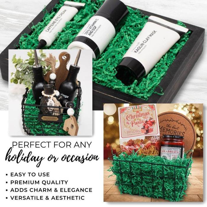 MagicWater Supply - 5 oz - Green - Soft & Thin Crinkle Cut Paper Shred Filler great for Gift Wrapping, Basket Filling, Birthdays, Weddings, Anniversaries, Valentines Day, and other occasions