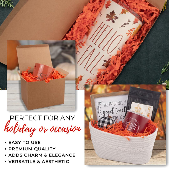 MagicWater Crinkle Cut Paper for Gift Baskets - 10LB - Orange - Perfect for Shredded Paper Filler, Basket Filler, Gift Boxes, Bridesmaid Gifts, Christmas Stuffers & More - Ideal for All Occasions