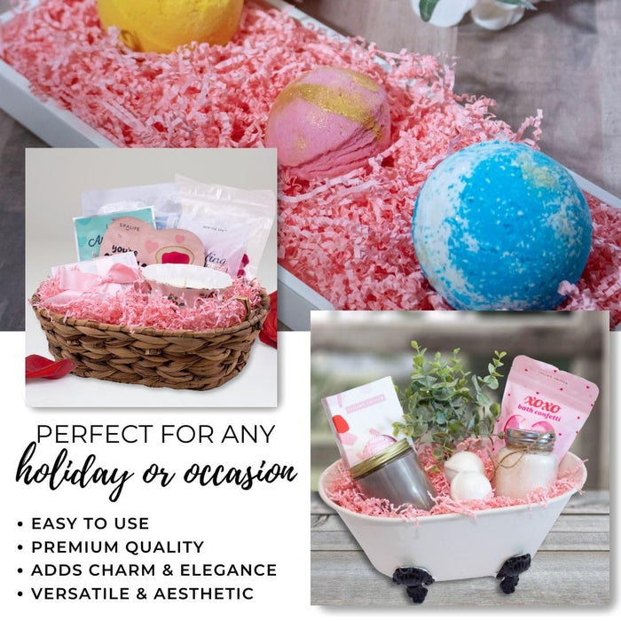 MagicWater Supply - 1/2 LB - Pink - Soft & Thin Crinkle Cut Paper Shred Filler great for Gift Wrapping, Basket Filling, Birthdays, Weddings, Anniversaries, Valentines Day, and other occasions