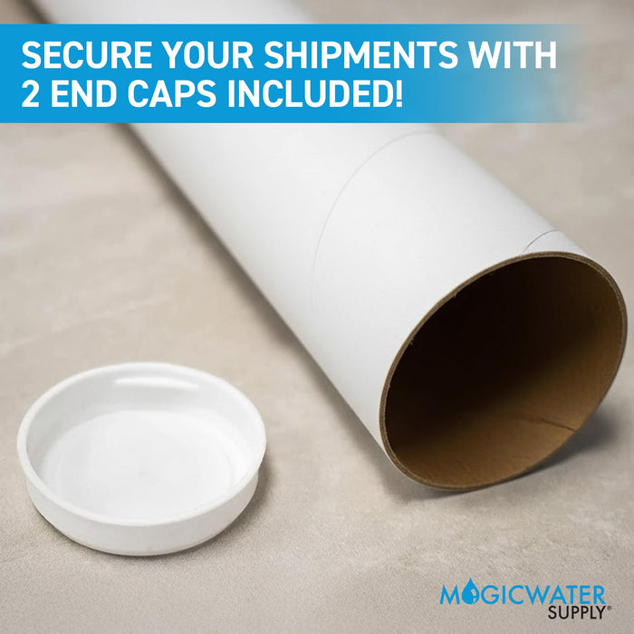 MagicWater Supply Mailing Tube 3 in x 24 in White - 2 Pack - for Shipping and Storage of Posters, Arts, Crafts, and Documents
