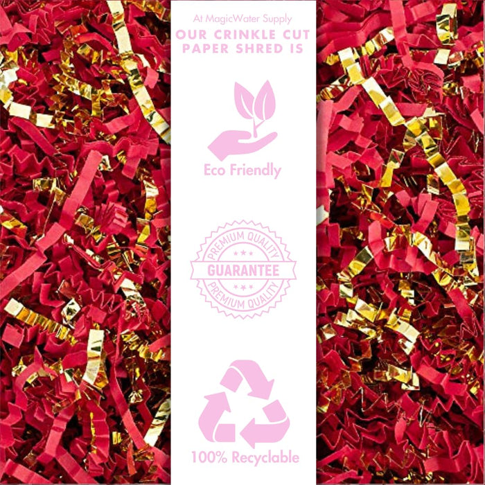MagicWater Supply - 1/2 LB - Red & Gold - Crinkle Cut Paper Shred Filler great for Gift Wrapping, Basket Filling, Birthdays, Weddings, Anniversaries