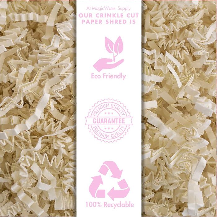 MagicWater Crinkle Cut Paper for Gift Baskets - 1/2 LB - Light Ivory - Perfect for Shredded Paper Filler, Basket Filler, Gift Boxes, Bridesmaid Gifts, Halloween Stuffers - Ideal for All Occasions