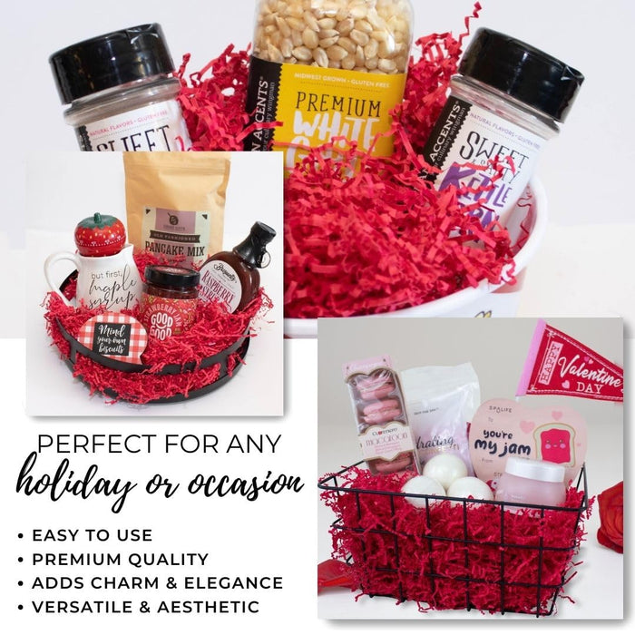 MagicWater Supply - 1/2 LB - Red - Soft & Thin Crinkle Cut Paper Shred Filler great for Gift Wrapping, Basket Filling, Birthdays, Weddings, Anniversaries, Valentines Day, and other occasions