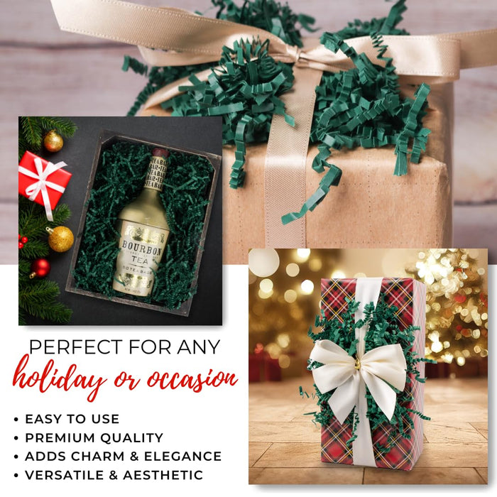 MagicWater Crinkle Cut Paper for Gift Baskets - 5LB - Forest Green - Perfect for Shredded Paper Filler, Basket Filler, Gift Boxes, Bridesmaid Gifts, Christmas Stuffers & More - Ideal for All Occasions