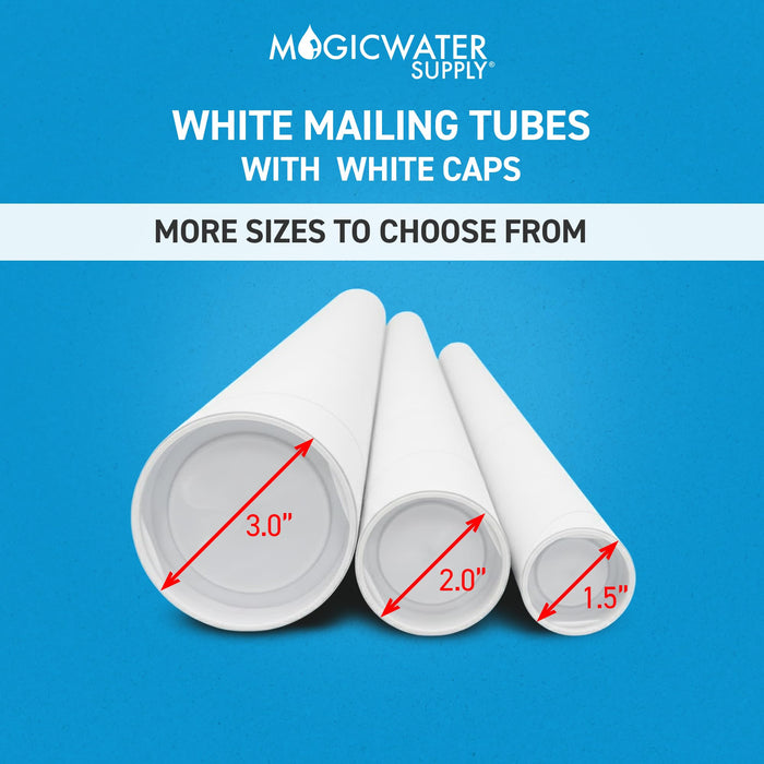 MagicWater Supply Mailing Tube - 1.5 in x 18 in - White - 10 Pack - for Shipping and Storage of Posters, Arts, Crafts, and Documents