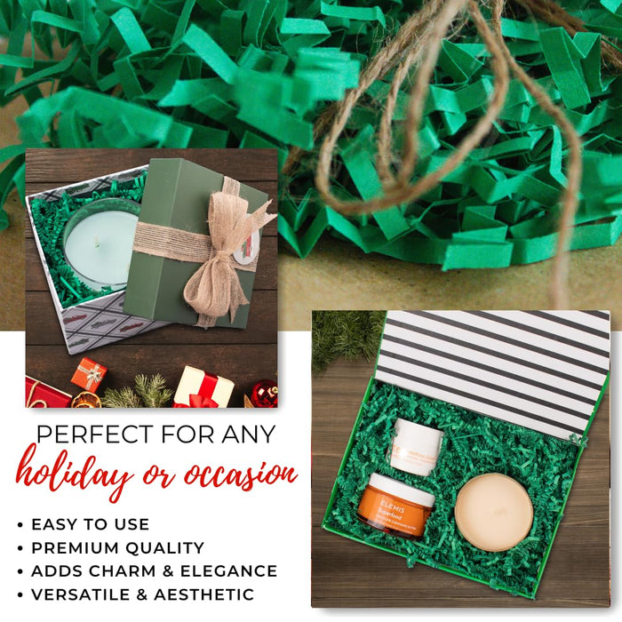 MagicWater Crinkle Cut Paper for Gift Baskets - 1/2 LB - Green - Perfect for Shredded Paper Filler, Basket Filler, Gift Boxes, Bridesmaid Gifts, Halloween Stuffers & More - Ideal for All Occasions