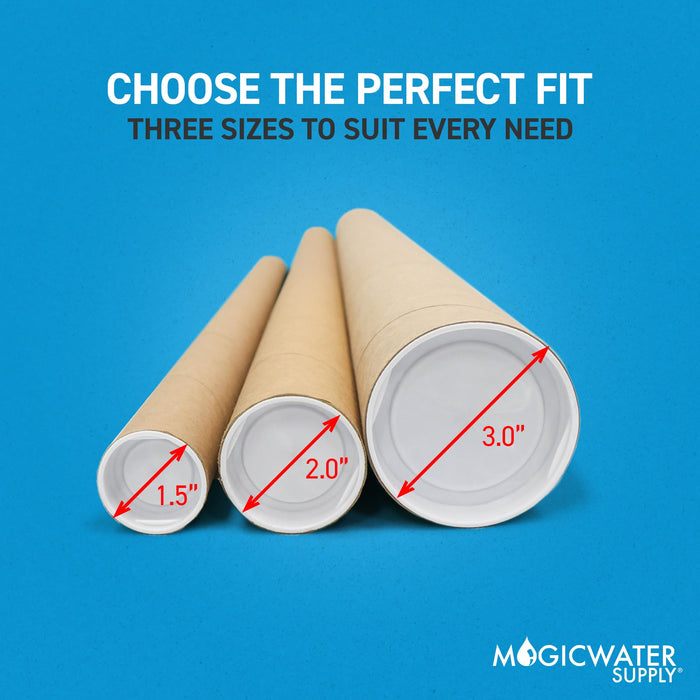 MagicWater Supply Mailing Tube - 1.5 in x 24 in - Kraft - 6 Pack - for Shipping and Storage of Posters, Arts, Crafts, and Documents