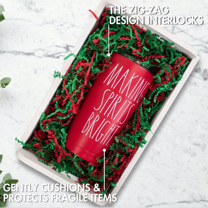 MagicWater Supply - 2 LB - Red & Green - Crinkle Cut Paper Shred Filler great for Gift Wrapping, Basket Filling, Birthdays, Weddings, Anniversaries