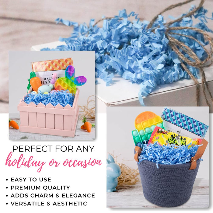 MagicWater Crinkle Cut Paper for Gift Baskets - 5LB - Light Blue - Perfect for Shredded Paper Filler, Basket Filler, Gift Boxes, Bridesmaid Gifts, Christmas Stuffers & More - Ideal for All Occasions