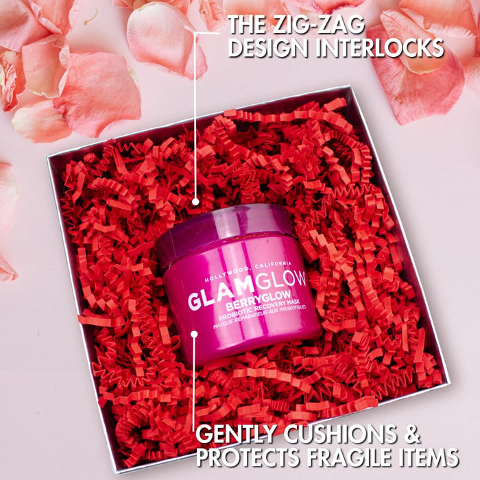 MagicWater Supply Soft & Thin Crinkle Cut Paper - 2 LB - Red - Paper Shred Filler for Gift Wrapping, Basket Filling, Birthdays, Weddings, Anniversaries, Valentines Day, and other occasions