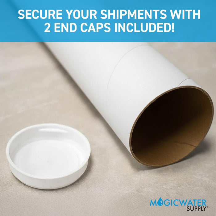 MagicWater Supply Mailing Tube 2 in x 24 in White - 4 Pack - for Shipping and Storage of Posters, Arts, Crafts, and Documents