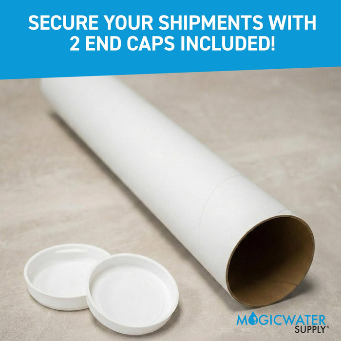 MagicWater Supply Mailing Tube 3 in x 18 in White - 4 Pack - for Shipping and Storage of Posters, Arts, Crafts, and Documents