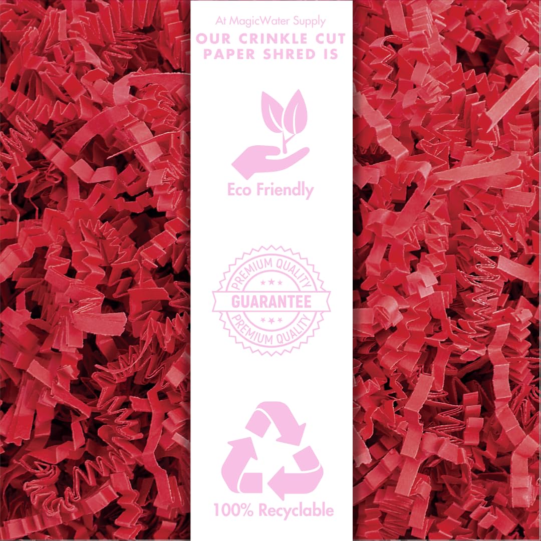 MagicWater Supply Crinkle Cut Paper Shred Filler - 1LB Red - Decorative & Protective Packaging for Bridesmaid Gifts & Bridesmaid Proposal Gifts Holiday Stuffers Birthdays Wedding & Anniversaries