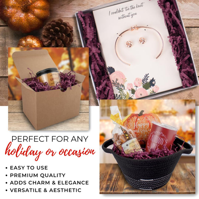 MagicWater Crinkle Cut Paper for Gift Baskets - 1/2 LB - Burgundy - Perfect for Shredded Paper Filler, Basket Filler, Gift Boxes, Bridesmaid Gifts, Christmas Stuffers & More - Ideal for All Occasions
